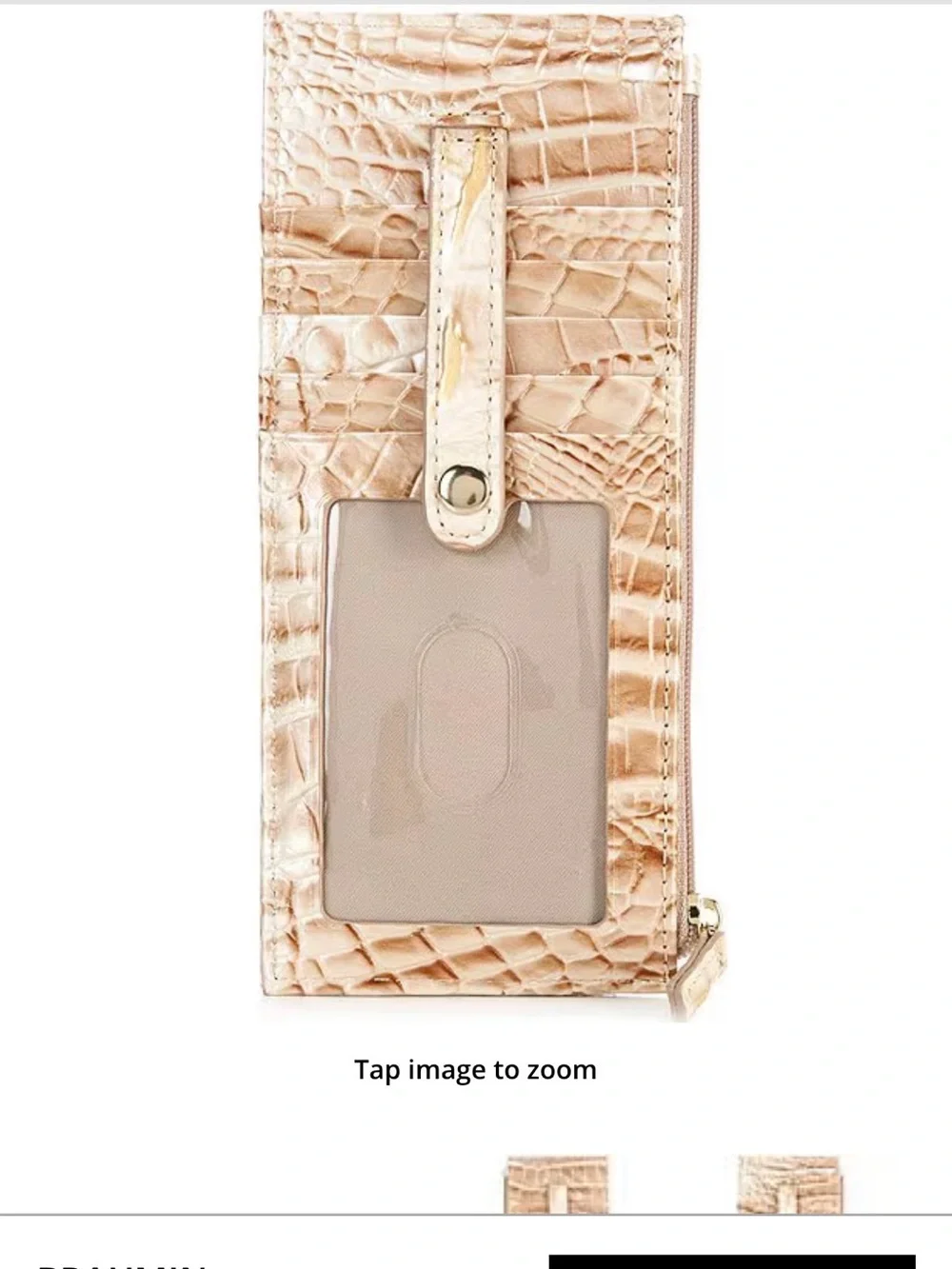 Brahmin Croc-Embossed Leather ID & Card Holder in Beige
